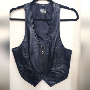 ●VINTAGE 90'S● FRONTIER Leather Vest ☆ Women's 8 Zipper Cropped SOFT LEATHER TOP